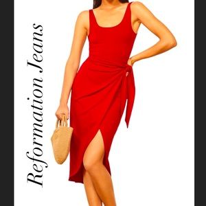 Reformation Jeans cherry red Kaila dress Sz small